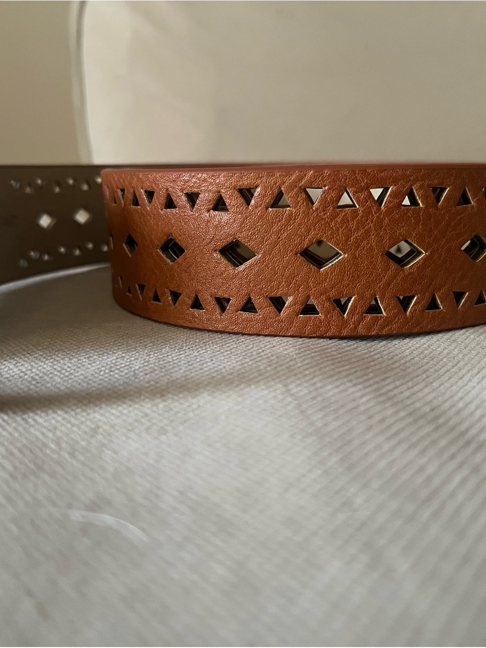 Brown Cutout Vegan Leather Belt